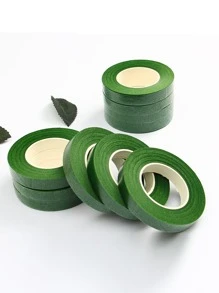 2入組花卉圖案綠色膠帶和紙,自黏式莖織帶插花