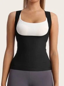 运动户外汗水背心桑拿汗水服女士桑拿衬衫塑身衣束腰训练器紧身胸衣健身房配件 - 藍色 - 查看 3