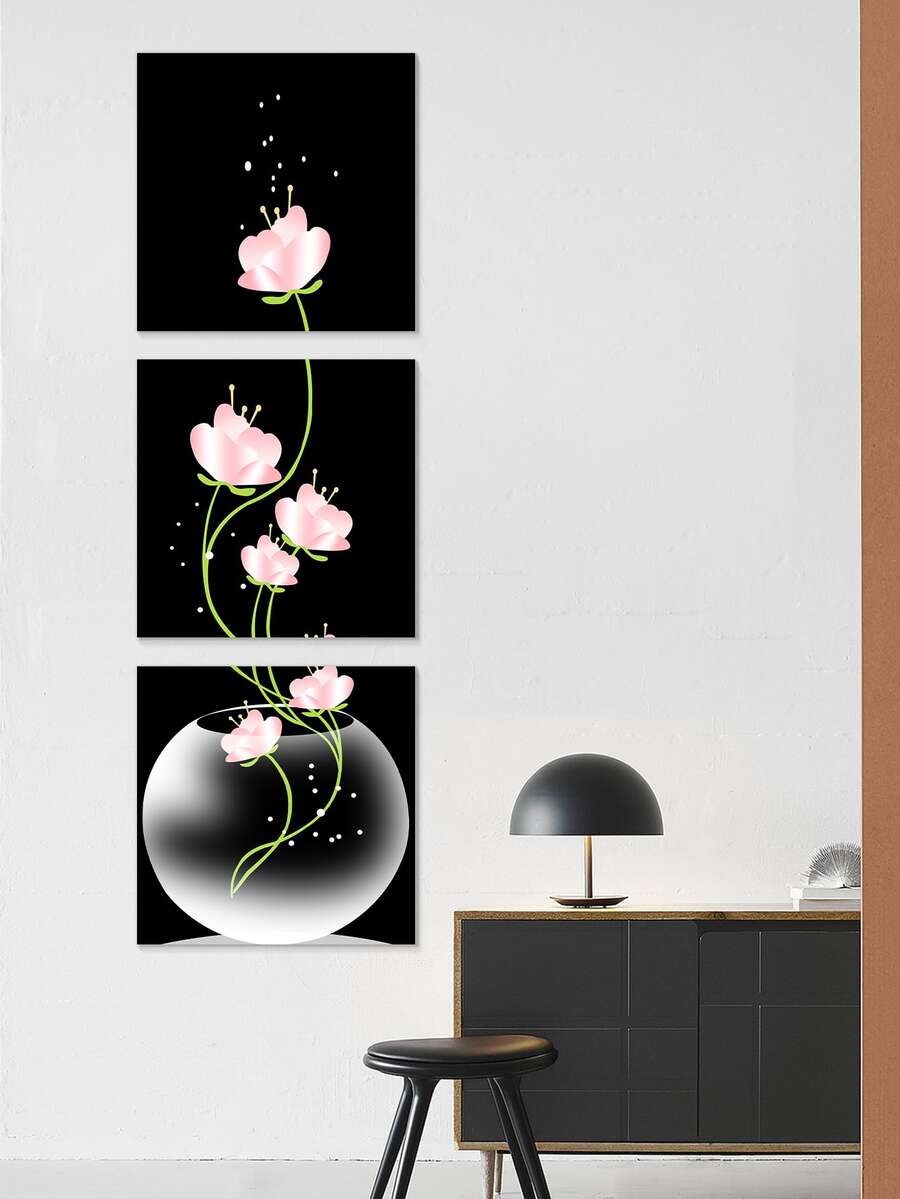 3入組/套化學纖維繪畫,現代花朵圖案家庭裝飾牆壁藝術繪畫 - 彩色 - 查看 1