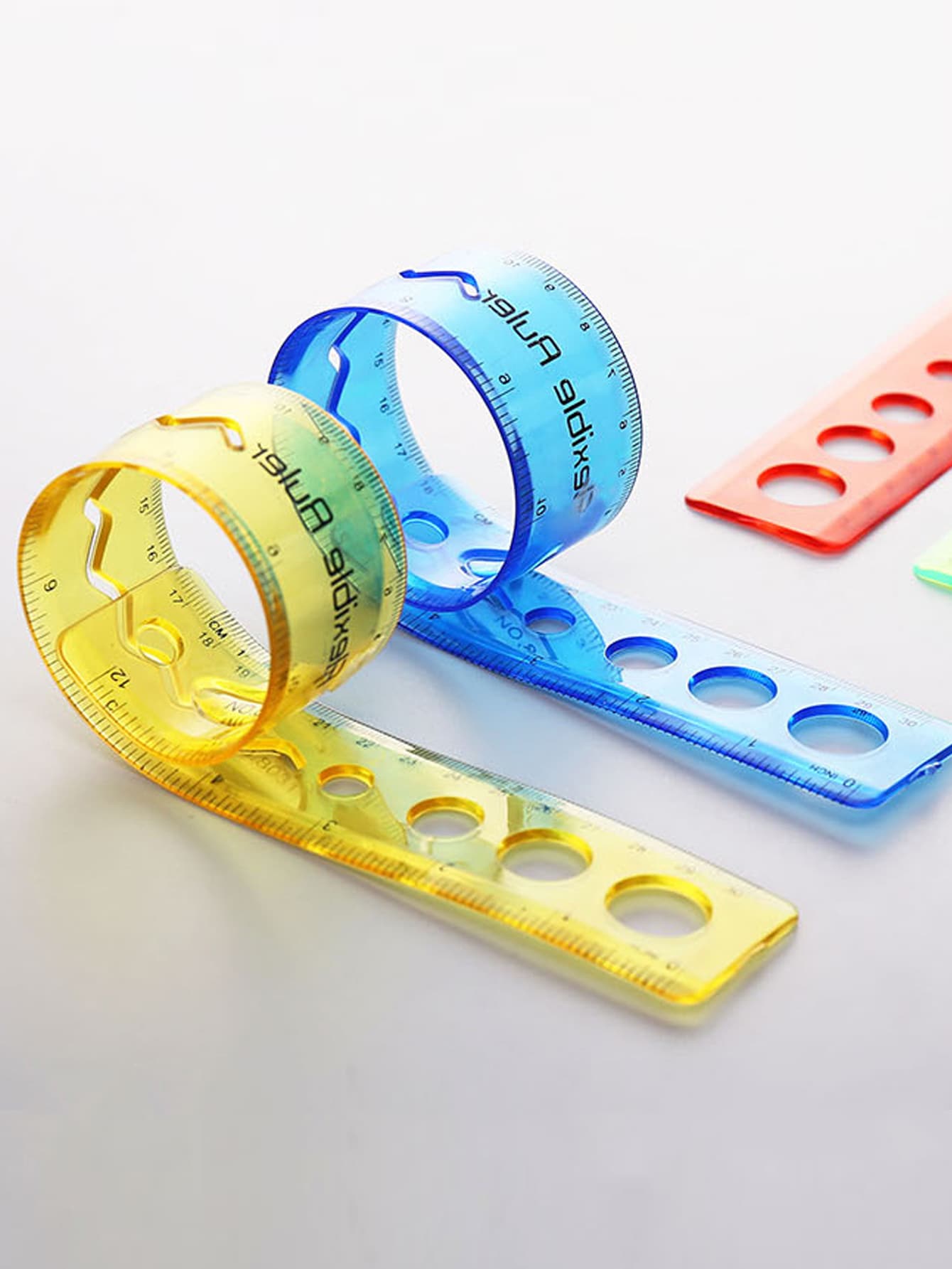 Regla Plegable De 4 Uds. De 30cm De Longitud, Regla Suave De Medición Multifuncional, Regla Recta - Multicolor - Ver 1