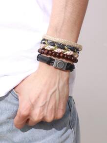 4PCS men's braided PU leather suit - Multicolor - View 1