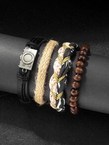 4PCS men's braided PU leather suit - Multicolor - View 2