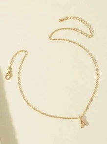 1pc Simple 26 English alphabet Pendant Necklace Graduation Season Gift - Yellow Gold - View 2