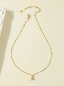 1pc Simple 26 English alphabet Pendant Necklace Graduation Season Gift - Yellow Gold - View 3