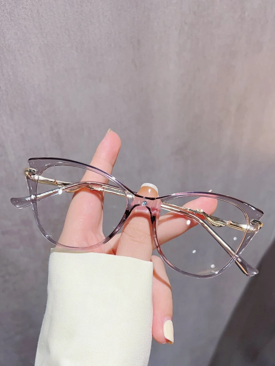 Cat Eye Women's Fashionable Design Glasses - Light Grey - View 1