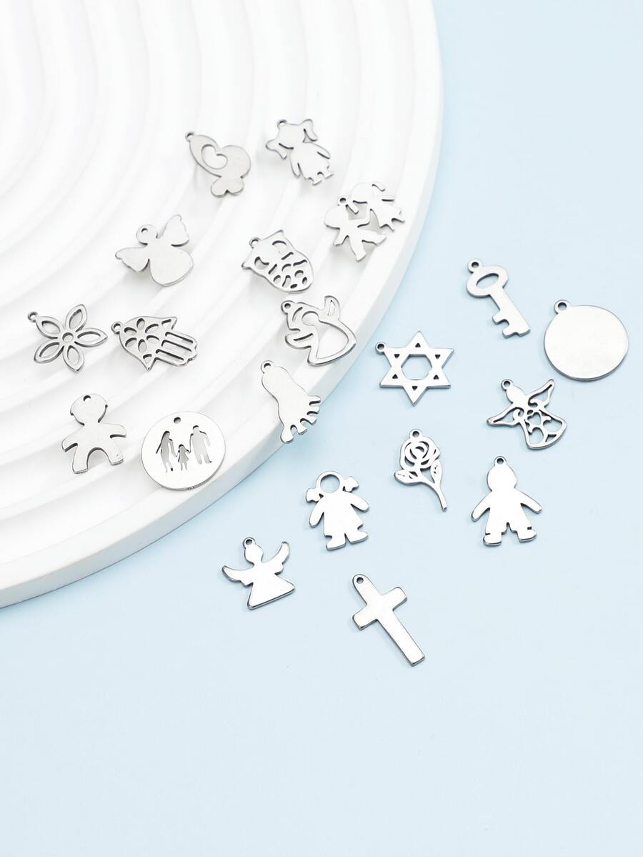 1件的20不銹鋼天使玫瑰花創意吊墜DIY手環項鍊女性日常裝飾用品配件