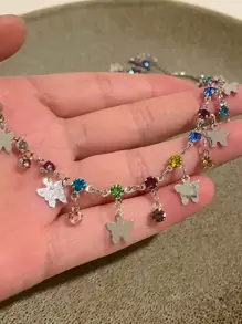 1pc Summer Fashionable Multicolor Butterfly & Chain Necklace - Multicolor - View 2