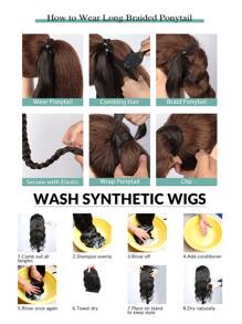 Tóc giả buộc đuôi ngựa nhỏ nhiều màu 14 inch, tóc giả buộc đuôi ngựa ba bím kiểu ngắn, nhiều màu, dùng hàng ngày cho trẻ em, dễ đội - Nhiều màu - Xem 9