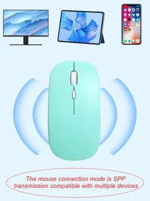 1pc Silent Plastic Wireless Mouse Compatible With iPad And Laptop - Mint Green - View 5