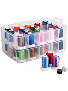 Simthread 40 Colors 100% Polyester Embroidery Thread kit with Storage Box Basic Colors, for Brother Babylock Janome and Any Other Embroidery Machine-Basic 40 Colors