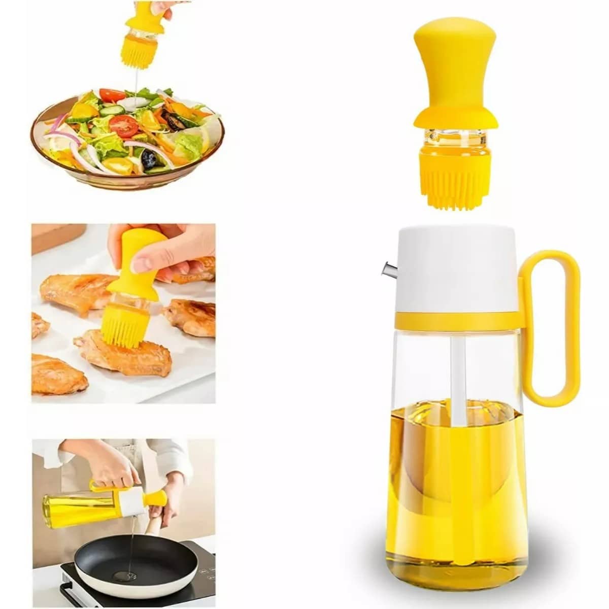 Botella Dispensador Aceite Salsa Aceite Oliva Cocina 550ml - Amarillo - Añade 1