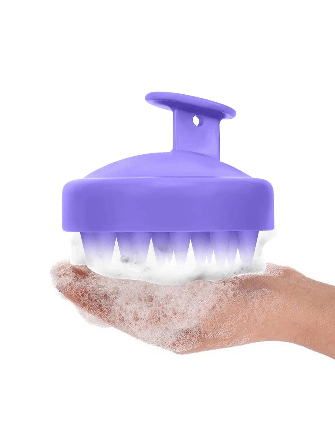 Bàn chải mát xa da đầu bằng silicon màu tím - Màu tím - Xem 1