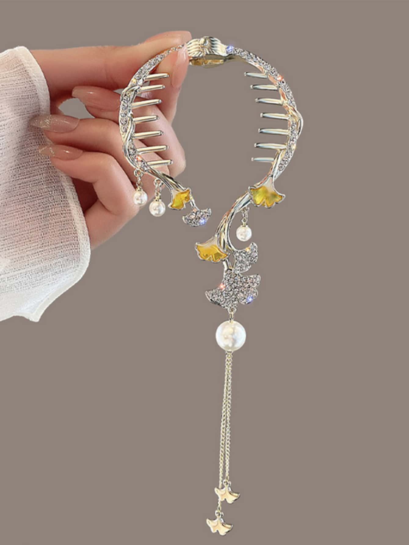 1 cái Kẹp tóc trang trí đính đá sang trọng cho nữ cho cuộc sống hàng ngày - Nhiều màu - Xem 1