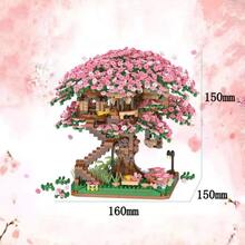 1set Plastic Construction Brick, Creative Tree House Design 3D Building Block For Kids - Pink - View 10