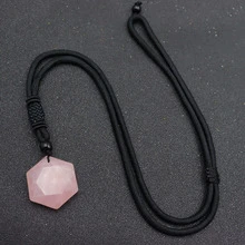 Natural Obsidian Tiger Eye Amethyst Blue Sand Stone Pendant Necklace For Sweater, Reiki Healing Stone - Rose Quartz - View 2