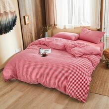 Bộ Chăn Ga Gối Họa Tiết Kẻ Sọc, 1 Vỏ Chăn + 2 Vỏ Gối, Không Ruột - Đỏ - Xem 2