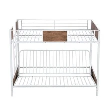 Bunk bed with metal bunk bed frame with guardrail and ladder (white) - trắng - Xem 9