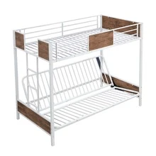 Bunk bed with metal bunk bed frame with guardrail and ladder (white) - trắng - Xem 10
