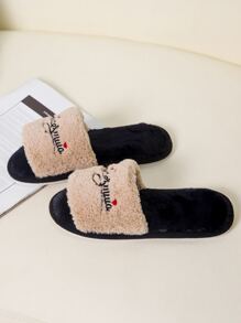 女士英文字母拖鞋，轻便耐用的女士室内外家居拖鞋 - 卡其色 - 查看 5