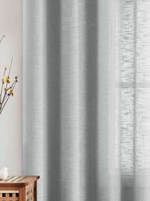 1 rèm vải voan màu trơn, có thiết kế vòng trên cùng, nhẹ và thoáng khí, trong suốt nhưng không nhìn xuyên thấu dùng cho trang trí phòng ngủ, phòng khách, ban công - Xám - Xem 4