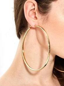 1對朋克風格中空金屬大圓環耳環,適合女性日常穿著、派對、夜店等場合 - 金色 - 查看 2