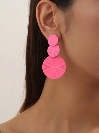 1对新款欧美个性时尚圆形吊坠耳环