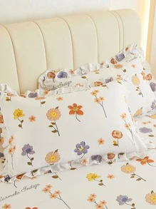 1入組公主風花卉圖案圖案蕾絲床裙套裝,3入組柔軟舒服水分吸收透氣床上用品適用於兩者男士和女士,家庭臥室亚麻成套工具 - 彩色 - 查看 6