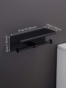 negro largo Soporte para toallas de papel , negro de acero inoxidable rollo papel Soporte , multipropósito Estante de almacenaje - Negro - Ver 4