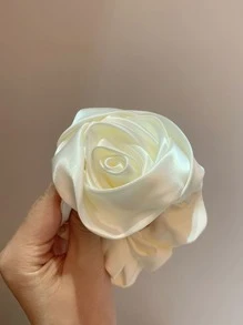 1只法國復古溫柔玫瑰花髮圈,優雅時尚 - 白色 - 查看 3