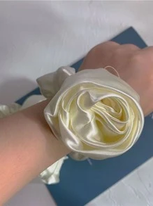 1只法國復古溫柔玫瑰花髮圈,優雅時尚 - 白色 - 查看 6