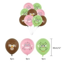 46入組動物貓頭鷹主題生日派對拉旗小氣球旗兒童生日派對裝飾用品用品叢林動物主題生日裝飾套裝 - 杏色 - 查看 4