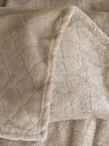 1pc Single-layer Thickened Flannel Cut Flower Checkered Solid Color Blanket, All Seasons Bedding Cover - Khaki - View 10