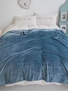 1 Miếng Một- lớp Dày lên Chăn nỉ Flannel Với Họa tiết Lưới , Màu thuần Thích hợp Đối với Tất cả các mùa Như Ga trải giường - Màu xanh ngọc - Xem 3