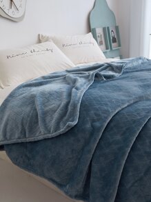 1 Miếng Một- lớp Dày lên Chăn nỉ Flannel Với Họa tiết Lưới , Màu thuần Thích hợp Đối với Tất cả các mùa Như Ga trải giường - Màu xanh ngọc - Xem 1