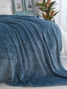 1 Miếng Một- lớp Dày lên Chăn nỉ Flannel Với Họa tiết Lưới , Màu thuần Thích hợp Đối với Tất cả các mùa Như Ga trải giường - Màu xanh ngọc - Xem 6