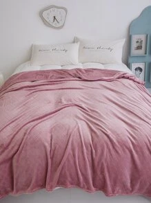 1pc Single-layer Thickened Flannel Quilting Flower Grid Solid Color All Seasons Blanket Bedspread - Pink - View 3