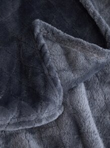 1pc Thickened Single Layer Flannel Blanket With Grid Pattern & Solid Color For All Seasons - Black - View 10