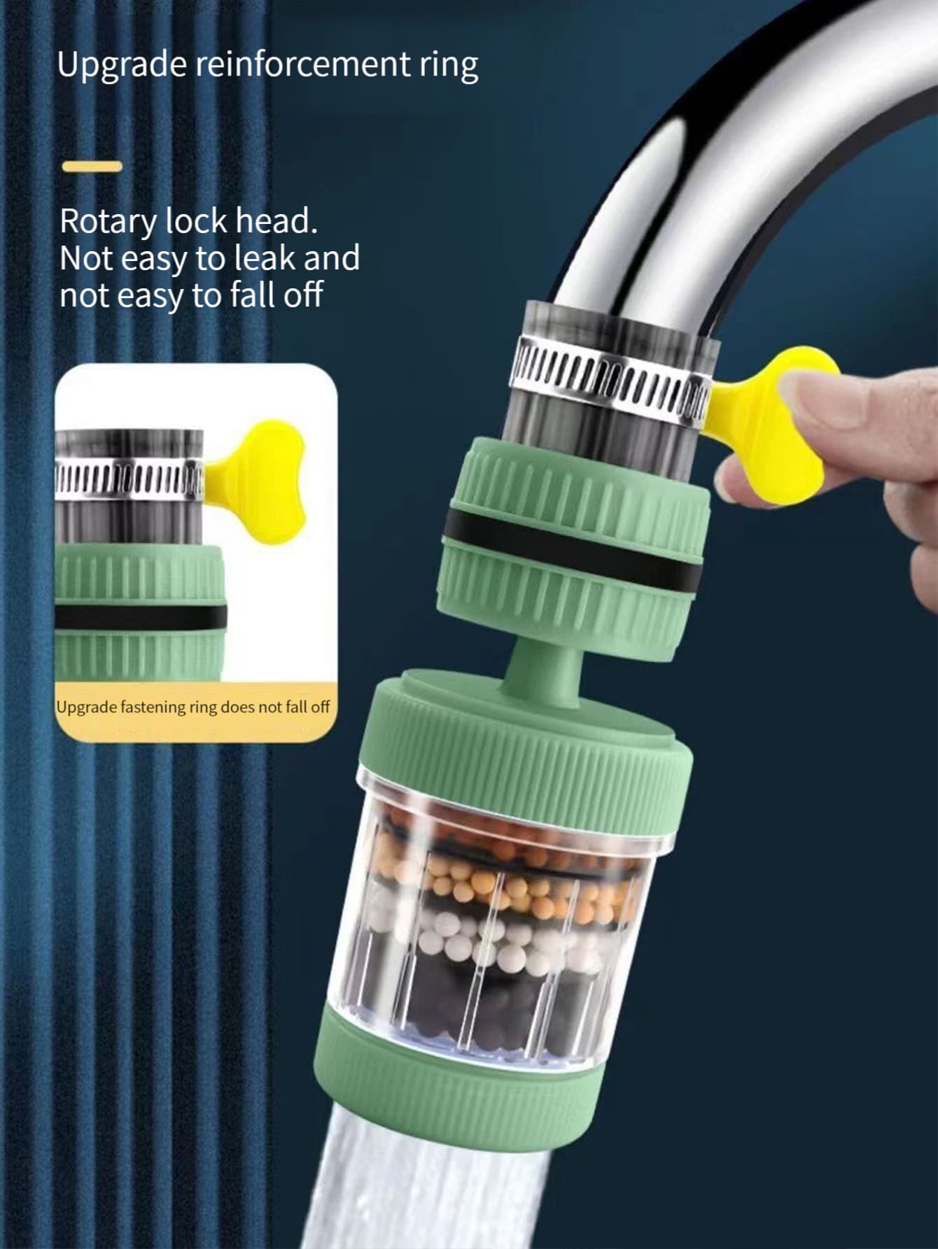 1pc Kitchen Faucet Water Filter, Tap Water Purifier, Splash Proof Tap Filter With Washable Cartridge For Home Use - Green - View 1