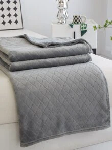 1入組厚法蘭絨切花格紋素色床單適用於四季