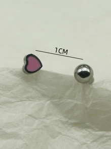 1入組甜美風和酷粉色油滴心和球嘴唇裝飾品釘狀首飾穿孔馬蹄鐵戒指女士身體鏈禮品