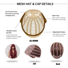 長款卷人造假髮帶劉海 - 酒紅色 - 查看 10