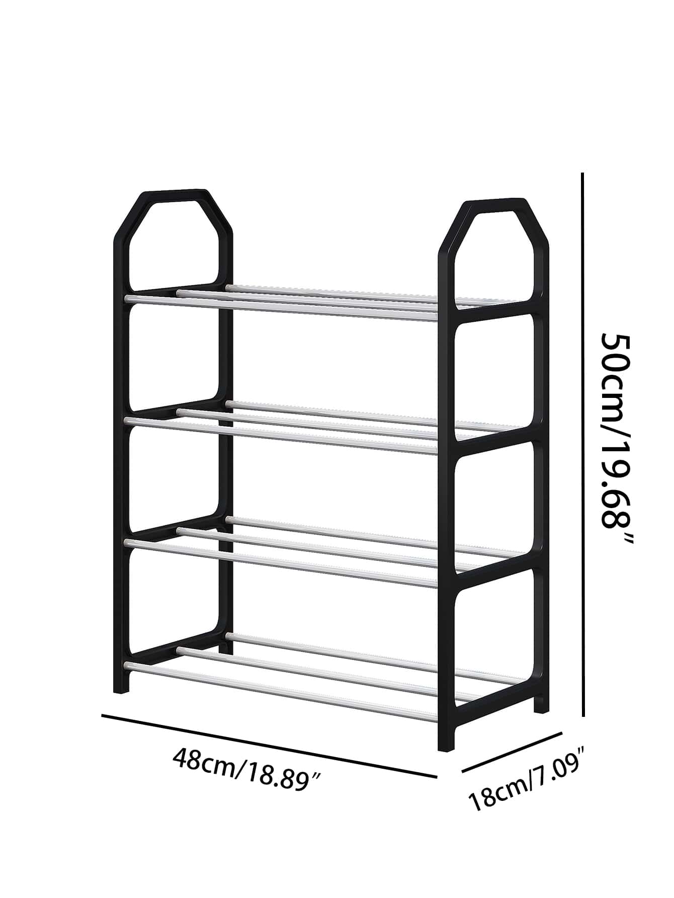 Simple Four Layer Stainless Steel Shoe Rack With Large Storage Space