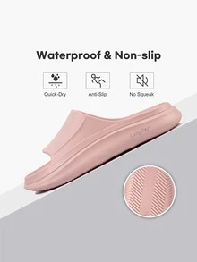 Cloud Slides for Women and Men, Comfy Cushion Pillow Slides Soft Open Toe House Slippers for Indoor and Outdoor, Non Slip Bathroom Shower Shoes Thick Sole Supportive Beach Sandals - 粉色 - 查看 5
