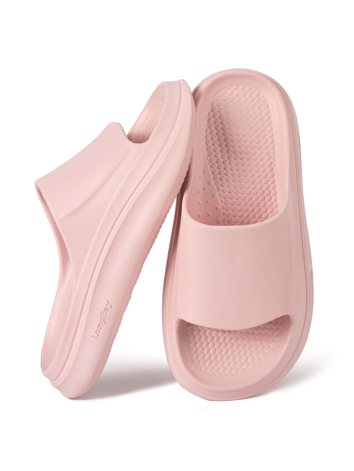Cloud Slides for Women and Men, Comfy Cushion Pillow Slides Soft Open Toe House Slippers for Indoor and Outdoor, Non Slip Bathroom Shower Shoes Thick Sole Supportive Beach Sandals - 粉色 - 查看 1