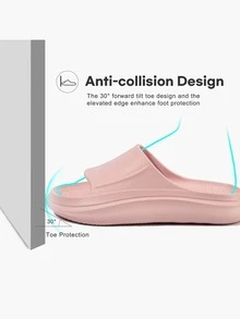 Cloud Slides for Women and Men, Comfy Cushion Pillow Slides Soft Open Toe House Slippers for Indoor and Outdoor, Non Slip Bathroom Shower Shoes Thick Sole Supportive Beach Sandals - 粉色 - 查看 3