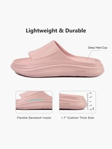 Cloud Slides for Women and Men, Comfy Cushion Pillow Slides Soft Open Toe House Slippers for Indoor and Outdoor, Non Slip Bathroom Shower Shoes Thick Sole Supportive Beach Sandals - 粉色 - 查看 4
