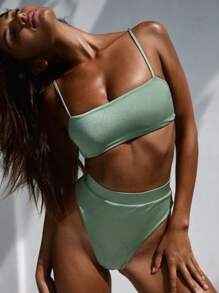 Bộ Bikini Nữ màu trơn - Màu xanh Bạc hà - Xem 1