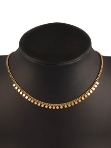 Stainless Steel Round Tassel Necklace For Women Clavicle Chain Choker Necklaces Jewelry - Yellow Gold - View 1