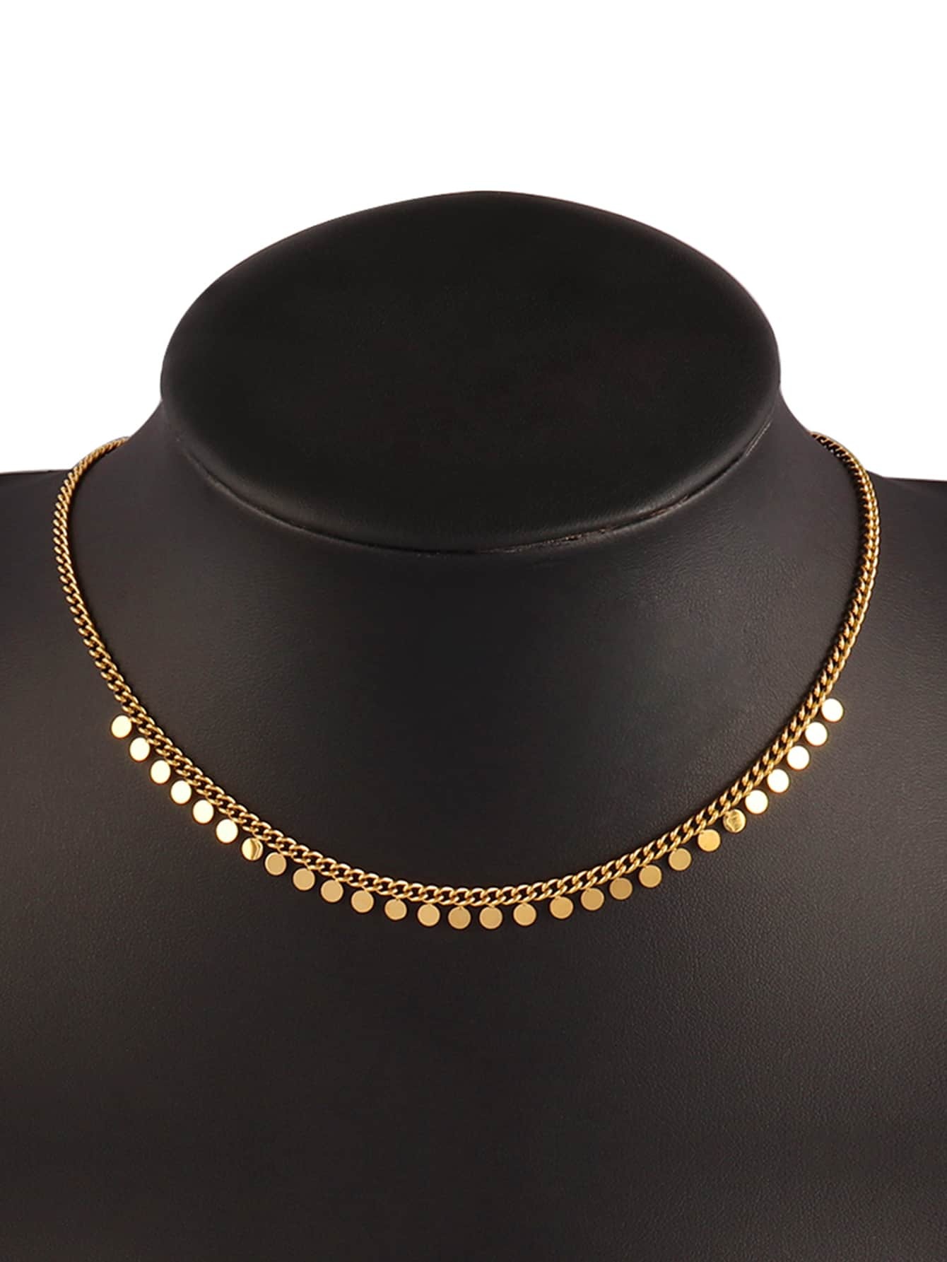 Stainless Steel Round Tassel Necklace For Women Clavicle Chain Choker Necklaces Jewelry - Yellow Gold - View 1