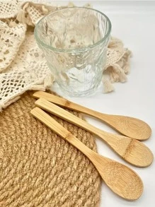 3入組竹子湯匙家用甜品勺 - 杏色 - 查看 2